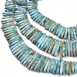 Hilos de perlas graduadas de jaspe imperial natural, forma de colmillo, 15~65x4.5~6x5~5.5mm, agujero: 1.2 mm, aproximamente 84~86 pcs / cadena, 16.5~16.9 pulgada (42~43 cm)