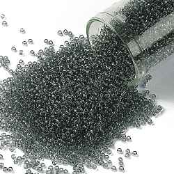 Toho perles de rocaille rondes, Perles de rocaille japonais, (9) diamant noir transparent, 15/0, 1.5mm, Trou: 0.7mm, environ 3000 pcs/10 g