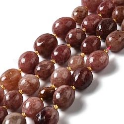 Chapelets de perles aux fraises en quartz naturel, ovale, 9.5~19.5x8~13.5x5.5~13mm, Trou: 0.9~1.2mm, Environ 24~27 pcs/chapelet, 14.96~15.55'' (38~39.5 cm)