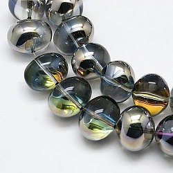 Perline ovali in cristallo mezzo placcato, platino placcato, 13x16mm, Foro: 1 mm