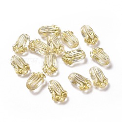 Beschichtung Acryl-Perlen, goldenen Metall umschlungen, Blume, Transparent, 11.5x8x5 mm, Bohrung: 1.2 mm