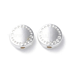 Perles en alliage, Plaqué longue durée, plat rond, couleur d'argent, 7.5x7.8x3mm, Trou: 1.4mm