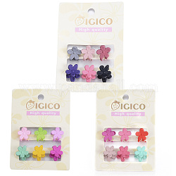 Rubberized Style Plastic Claw Hair Clips, Flower, Mixed Color, 13x14x14mm, 6pcs/card