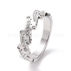 Crystal Rhinestone Oval Bar Finger Ring, 304 Stainless Steel Jewelry for Women, Stainless Steel Color, US Size 6~9(16.5~18.9mm)