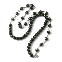 Collana di perle naturali tinte con 304 catena in acciaio inossidabile, verde scuro, 12.60 pollice (32 cm)