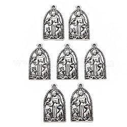 Pendente in lega stile tibetano,  cadmio& piombo libero, metà ovale, argento antico, 25.5x14.5x2mm, Foro: 1.5 mm