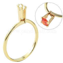 Risultati dell'anello del polsino in lega di zinco, portapietre ad anello a molla, impostazioni dell'anello per strass, oro, diametro interno: 18.5~19mm, supporto: 10x4mm