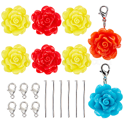 SUNNYCLUE DIY Flower Keychain  Making Kits, include Resin Beads and Zinc Alloy Lobster Claw Clasps, Iron Flat Head Pins, Mixed Color, Resin Beads: 24x13mm, hole: 1.5mm, 48pcs/set