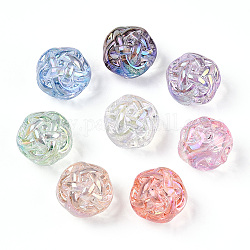 Placage uv perles acryliques transparentes, iridescent, boule, couleur mixte, 19x19x17.5mm, Trou: 2.5mm