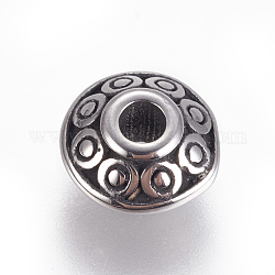 Intercalaire perles en 304 acier inoxydable, rondelle, argent antique, 8x4.5mm, Trou: 2mm