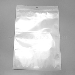 Pearl Film Plastic Zip Lock Bags, Resealable Packaging Bags, with Hang Hole, Top Seal, Self Seal Bag, Rectangle, White, 20x16cm, inner measure: 16x14.5cm