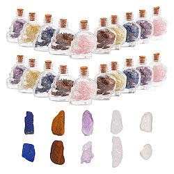Arricraft 10 pz bottiglie di teschi di pietre preziose, chip di pietre preziose miste in bottiglie di vetro con teschio, bottiglie di chip di cristallo per la decorazione della casa della stregoneria