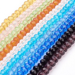 Handgefertigte Glasperlen, facettierte Rondelle, Mischfarbe, 8x6 mm, Bohrung: 1 mm, ca. 68~70 Stk. / Strang