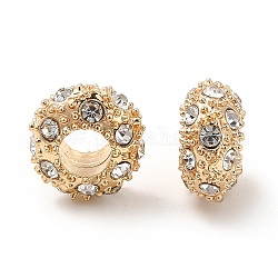 Accumuler strass de placage en alliage de perles européennes, Perles avec un grand trou   , rondelle, or, 12x6.5mm, Trou: 5mm
