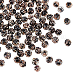 Nbeads luminose perle di lampwork di sabbia dorata fatte a mano, tondo, nero, 8x7mm, Foro: 1.6 mm, 80pcs/scatola