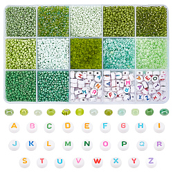 Pandahall elite bricolage perles fabrication de bijoux kit de recherche, comprenant 156 g de graines de verre lustré et 150 perles acryliques en forme de lettre., couleur mixte