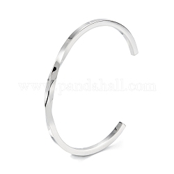 Bracelets de manchette en 304 acier inoxydable, tordre les bracelets ouverts, couleur inoxydable, diamètre intérieur: 2-1/4 pouce (5.7 cm)