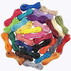 30 пучок 30-х цветных вощеных полиэфирных шнурков, круглые, разноцветные, 1 мм, 15 м / пачка, 1bundle / цвет