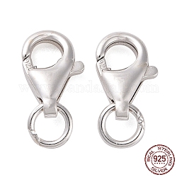 925 Sterling Silver Lobster Claw Clasps, with 925 Stamp, Silver, 9.5mm, Hole: 1mm