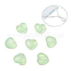 Verrou de cordon en plastique pvc transparent coeur pour cache-bouche, boucles de cordon antidérapantes, régleur de corde, vert pale, 9.5x10x3.5mm, Trou: 2x4mm