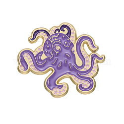 Enamel Pins, Marine Animal Alloy Brooches for Women, Octopus, 29x26mm