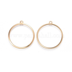 201 Stainless Steel Pendants, Ring, Golden, 27~27.5x25x0.7~1mm, Hole: 1.4mm