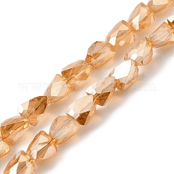 Transparent Electroplate Glass Beads Strands, Faceted, Triangle, Light Salmon, 7x5.5~6x5.5~6mm, Hole: 1.2mm, about 79~80pcs/strand, 22.60''(57.4cm)