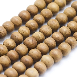 Fili di perle di legno di canfora naturale, tondo, tinto, 8mm, Foro: 1 mm, circa 50pcs/filo, 15.7 pollice (40 cm)