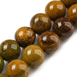 Chapelets de perles en jaspe d'océan naturelle, ronde, 8mm, Trou: 0.9mm, Environ 46~49 pcs/chapelet, 15.16''~15.75'' (38.5~40 cm)