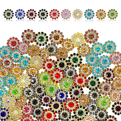 Gorgecraft 100pcs 10 Farben Acryl Cabochons, mit Strass, Blume, golden, Mischfarbe, 13.5x5 mm, 10 Stk. je Farbe