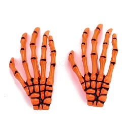 Pinces à cheveux en os de mains squelette halloween, pinces à cheveux alligator en plastique et en fer, orange, 72x41x6mm