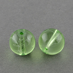 Chapelets de perles en verre transparent drawbench, peint à la bombe, ronde, lime green, 4mm, Trou: 1.1~1.3mm, 31.4 pouce