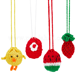 Chgcraft 4pcs 4 style laine poulet oeuf cordon crochet pochette, pour le festival des bateaux-dragons décor de stockage d'oeufs pour enfants, couleur mixte, 730~840mm, 1pc / style