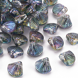 Electroplate colgantes de cristal transparente, shell forma, gris pizarra, 10x10.5x5.5mm, agujero: 1 mm
