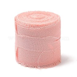 Ruban en mousseline de polyester, ruban à bords bruts pour la fabrication de bijoux DIY, emballage cadeau, rose, 1-1/2 pouce (38 mm), environ 7.11 yards (6.5 m)/rouleau