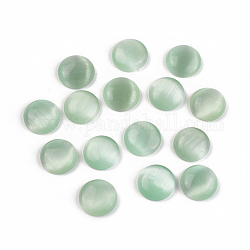 Katzenauge Glas Cabochons, halbrund / Dome, grün, ca. 8 mm Durchmesser, 3 mm dick