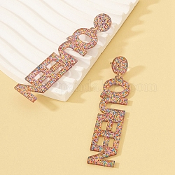 Pendientes colgantes de acrílico Word Queen con pasadores de aleación, colorido, 93x19mm