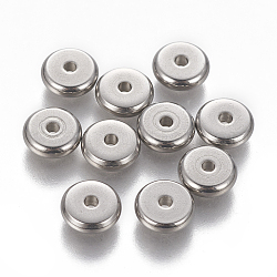 304 Edelstahl-Abstandhalter-Perlen, Rondell, Edelstahl Farbe, 8x2.5 mm, Bohrung: 1.6 mm