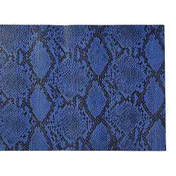 Tissu en cuir pu motif peau de serpent, pour l'artisanat de bricolage, bleu marine, 136x21.4x0.1 cm