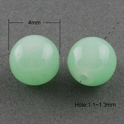 Chapelets de perles en verre imitation jade, peint à la bombe, ronde, aigue-marine, 4mm, Trou: 1.1~1.3mm, Environ 200 pcs/chapelet, 31.4 pouce