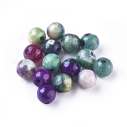 Perles d'agate naturelles, teints et chauffée, facette, ronde, 6~6.5mm, Trou: 1.2mm