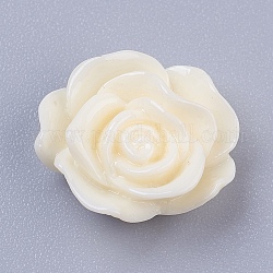 Cabuchones de resina, flor, blanco, 13 mm de diámetro, 5 mm de espesor