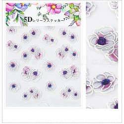 5d calcomanías de pegatinas de transferencia de agua para uñas, flor, colorido, 8.2x6.4 cm