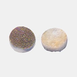 Galvanisieren natürlichen druzy Kristall cabochons, Flachrund, gefärbt, Farbig, 18x6~10 mm