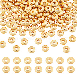 Pandahall Elite Messing Abstandsperlen, Nickelfrei, Flachrund, echtes 18k vergoldet, 5x2 mm, Bohrung: 1.5 mm
