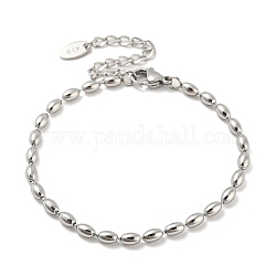 201 bracelets chaîne en perles de rugby en acier inoxydable, couleur inoxydable, 6-1/4 pouce (16 cm), large: 3 mm