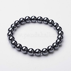 Bracelet extensible en perles d'hématite, pour bijoux artisanaux femmes, 52mm