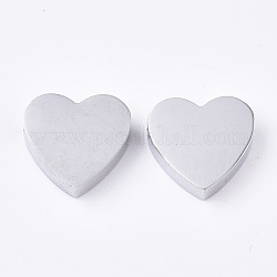 304 Stainless Steel Beads, Heart, Stainless Steel Color, 11x12x3mm, Hole: 1.8mm