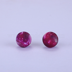 Perles focales rondes en silicone imprimées, violet, 15x15mm, Trou: 2mm