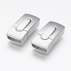304 Stainless Steel Bayonet Clasps, Rectangle, Matte, Stainless Steel Color, 29.5x12x9mm, Hole: 5.5x10mm